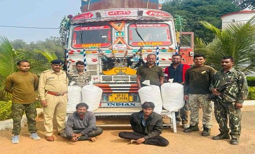 चेकिंग के दौरान ट्रक से 80 किलो गांजा बरामद, 2 गांजा तस्कर गिरफ्तार