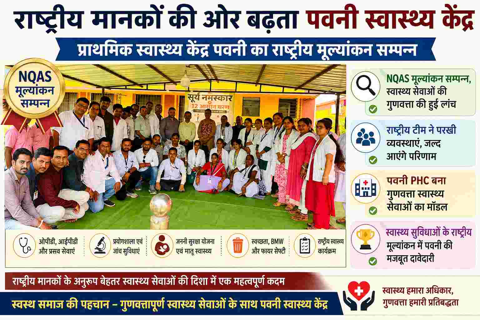 Bilaigarh News : सारंगढ़-बिलाईगढ़ जिले के पवनी स्वास्थ्य केंद्र का NQAS मूल्यांकन सम्पन्न