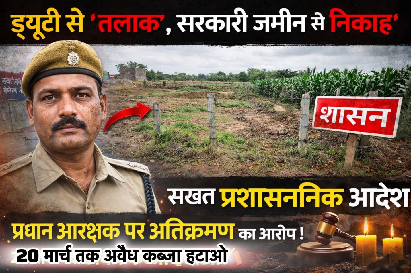 अम्बिकापुर: सरकारी जमीन पर प्रधान आरक्षक का अवैध कब्जा—20 मार्च तक अल्टीमेटम, नहीं तो बुलडोजर एक्शन