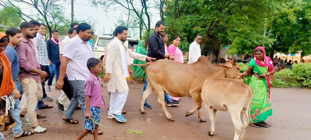 कुशल कश्यप के नेतृत्व में हसौद तहसील कार्यालय के सामने किया गया गौ-सत्याग्रह आंदोलन