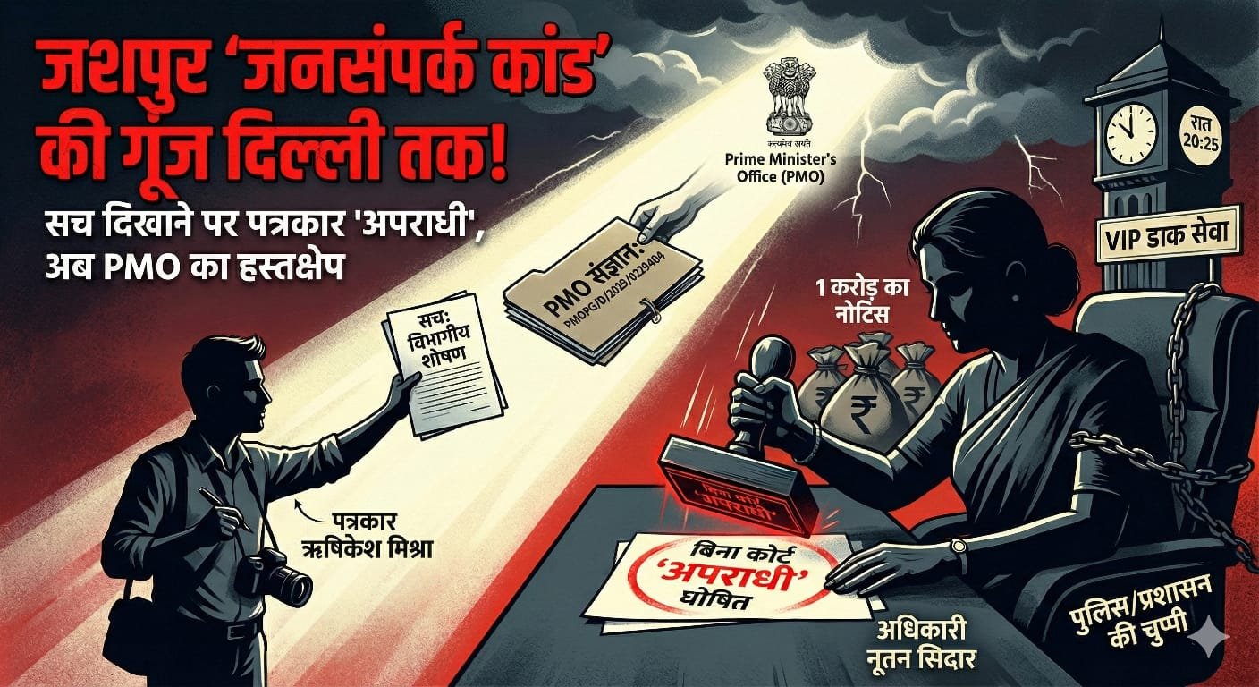 जशपुर 'जनसंपर्क कांड' की गूंज दिल्ली तक: सच दिखाने पर पत्रकार को बिना कोर्ट के घोषित किया 'अपराधी