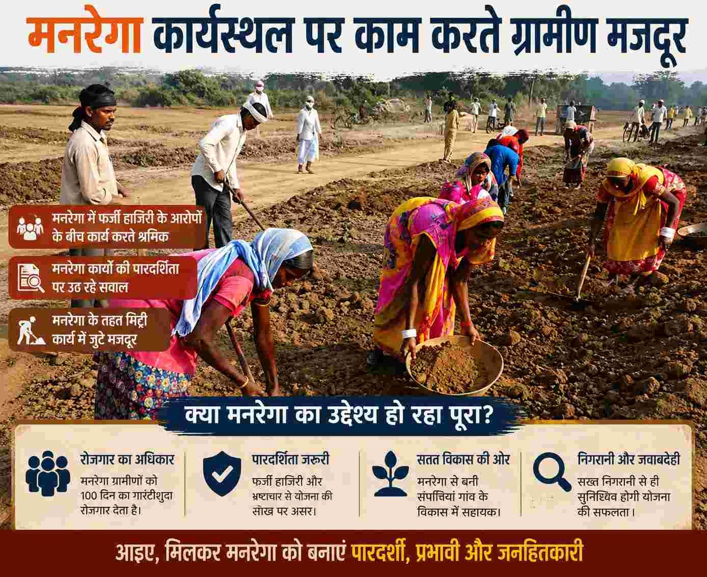 मनरेगा में अनियमितताओं पर उठ रहे सवाल, मजदूरों तक पूरा लाभ पहुंचाने की मांग