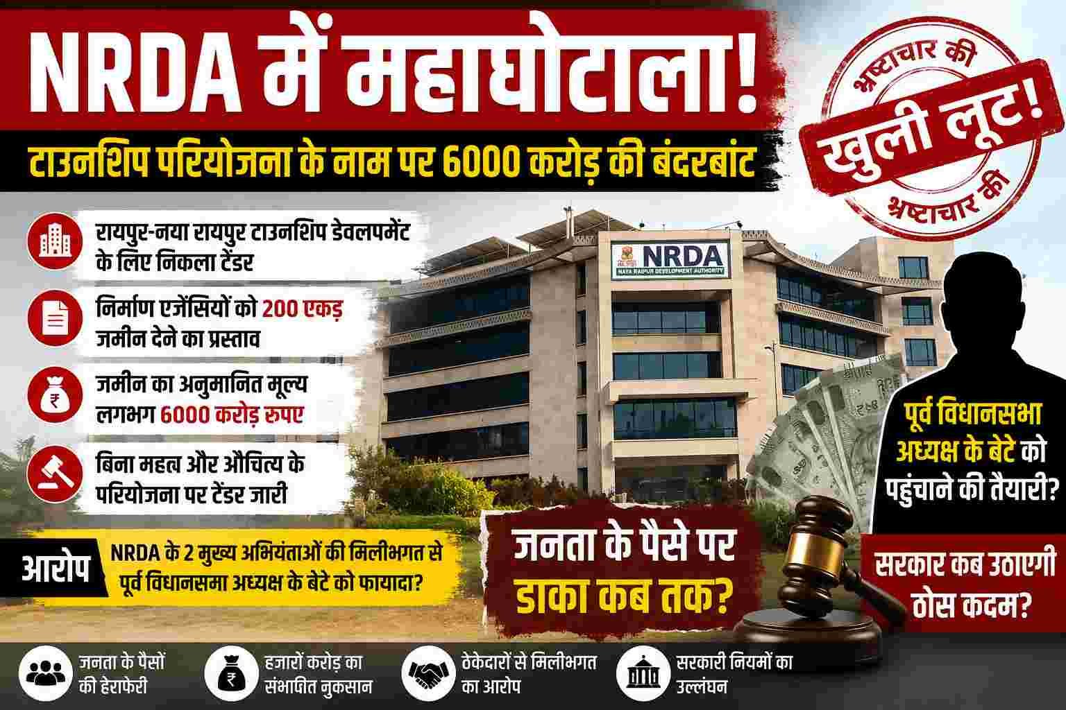 NRDA टाउनशिप टेंडर पर उठे सवाल: 200 एकड़ जमीन और ₹6000 करोड़ के कथित घोटाले को लेकर गंभीर आरोप