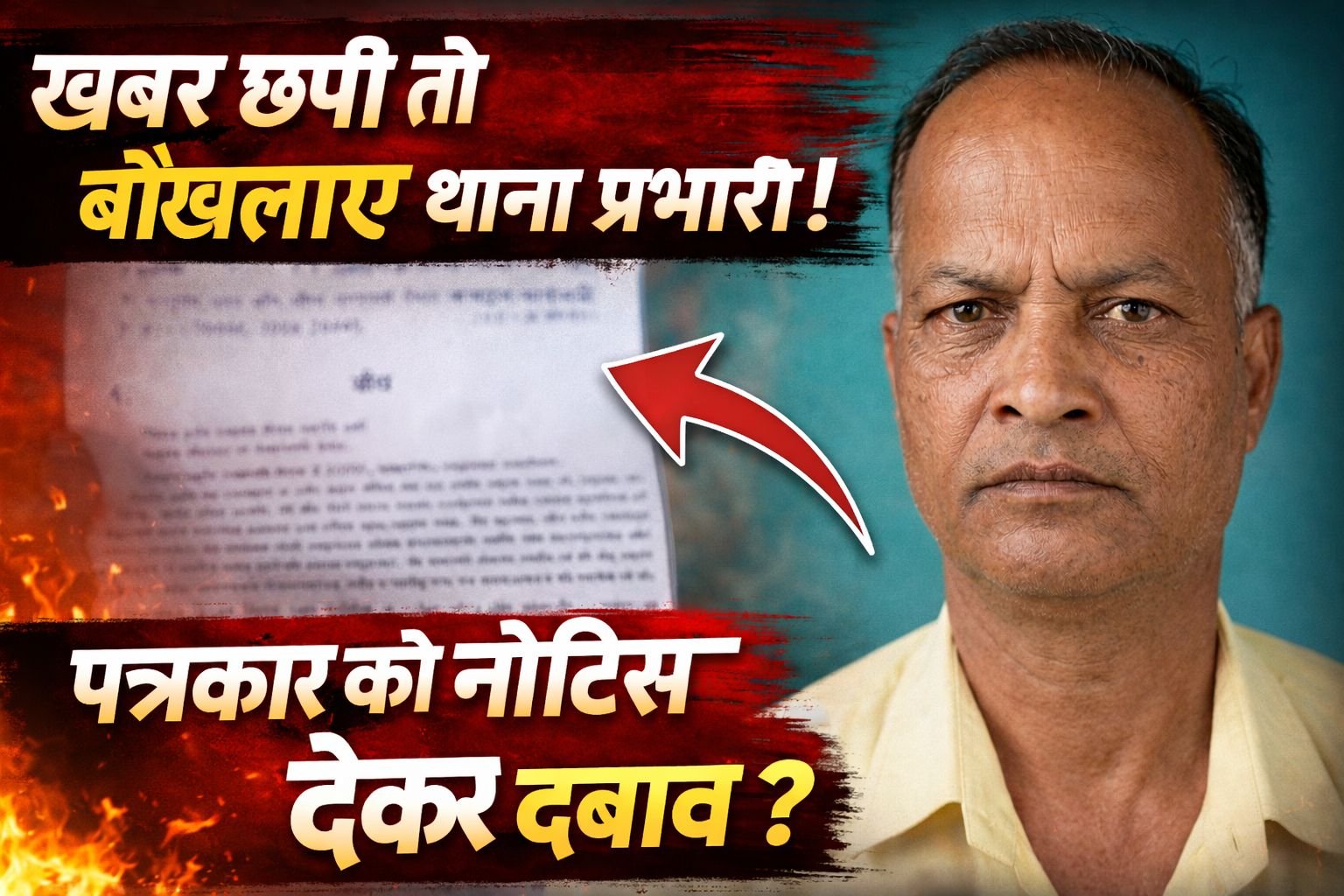 खबर के बाद बौखलाया थाना प्रभारी ? खुद पर लगे आरोपों पर सफाई देने के बजाय पत्रकार को भेजा नोटिस